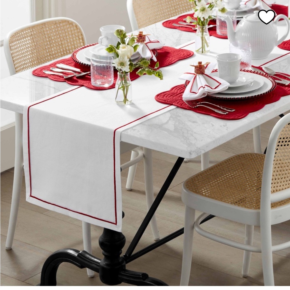 Williams Sonoma Cream Linen-Cotton Blend Fabric Runner